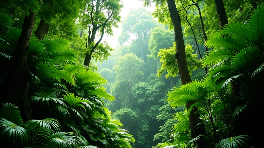 Flora tropical de Iguazú: helechos arborescentes gigantes y plantas epífitas en el dosel del bosque subtropical